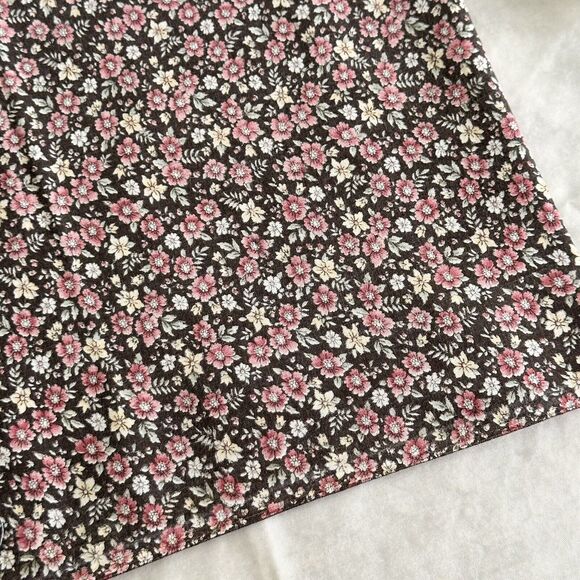 Vintage Beautiful Calico Fabric Dusty Rose Tan on Brown Cotton Fabric 34 x 44.5" - Picture 3 of 3